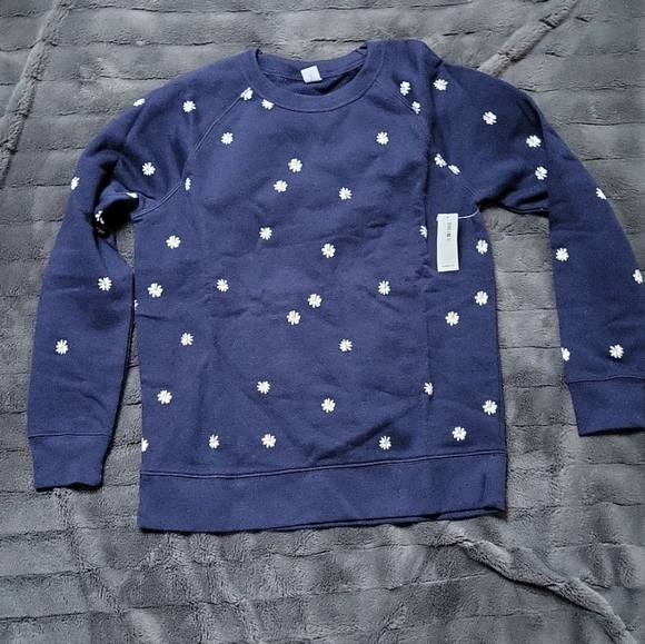 NWT! Navy Blue Daisy Print Sweatshirt! Size Small! - Picture 9 of 9